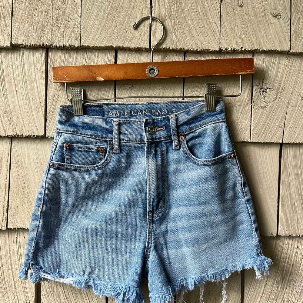 American Eagle Outfitters Blue Jean Shorts Distressed Cut-Off Style